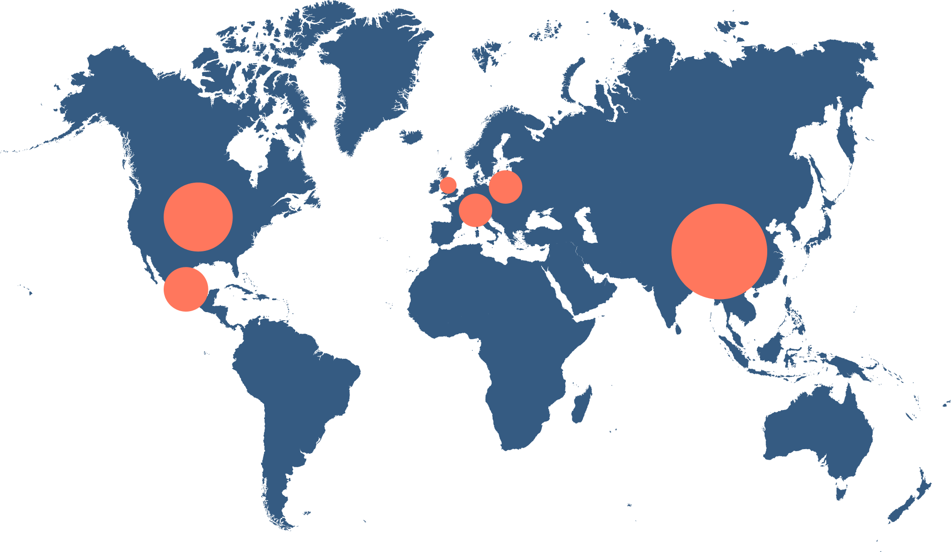 Heat map showing locations of students